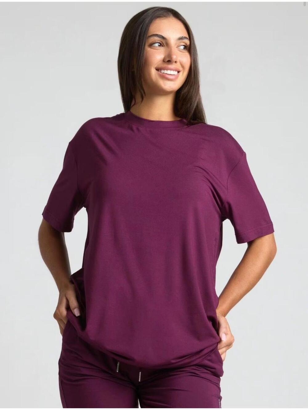 NWT Comfrt Cloud Lounge Tee Plum Size M-Oversized Unisex Super Soft&Comfy - Picture 5 of 8
